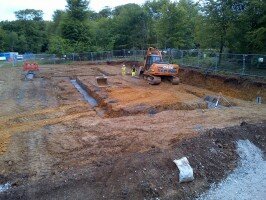 The site for the new cycle hub buildings, showing the kitchen and cafe.